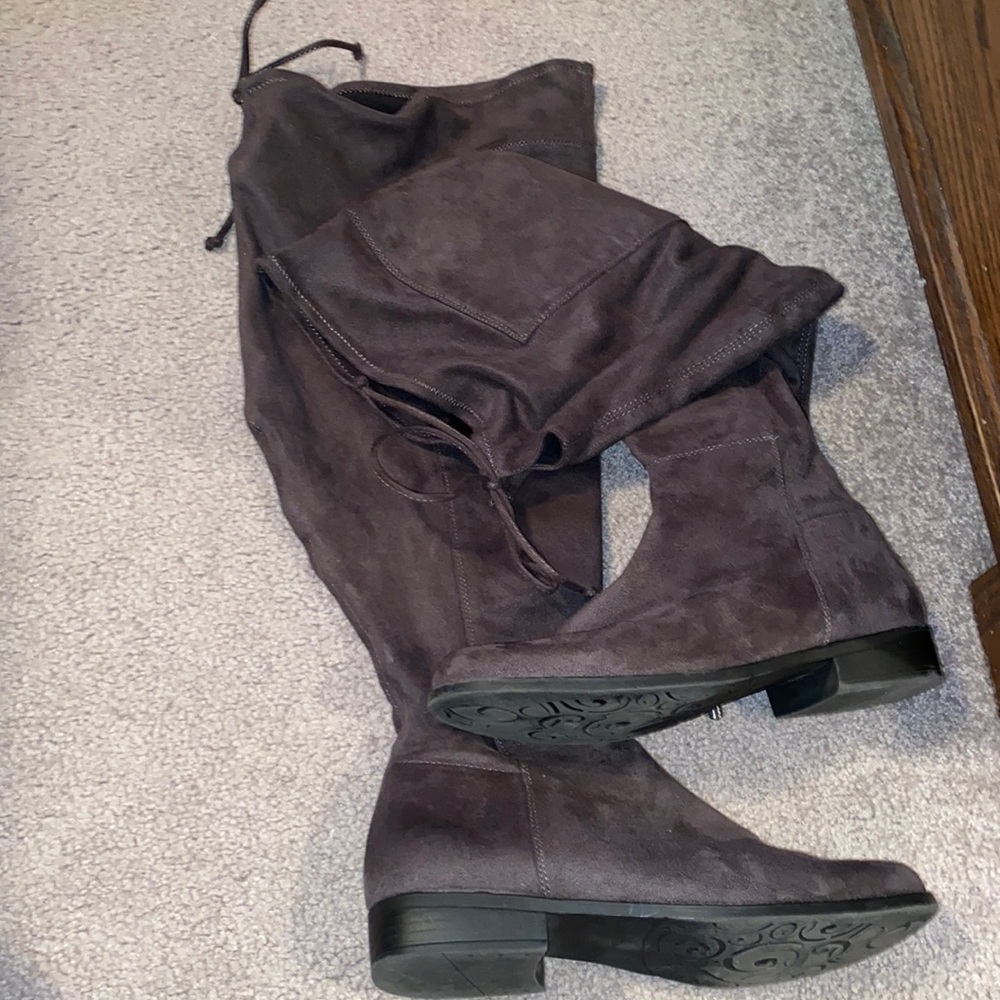 Grey Knee-High Boots